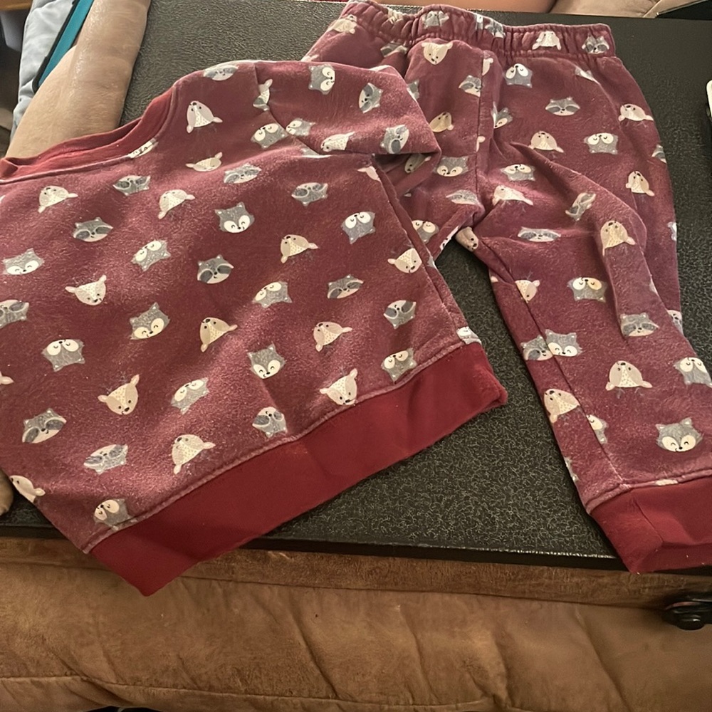 Red and gray forest animals suit set
